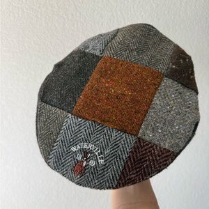 Kids Patchwork Wool Driver Cap - Brown & Gray